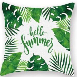 Hello Summer Leaves Tropical Pillow Cover